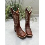 BOTA TEXANA EM COURO BORDADO DOURADO COM BORBOLETA