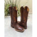 BOTA TEXANA EM COURO BORDADO FILTRO DOS SONHOS LARANJA