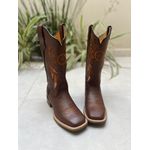 BOTA TEXANA EM COURO BORDADO FILTRO DOS SONHOS LARANJA
