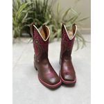 BOTA TEXANA EM COURO BORDADO TRIBAL COM VIRA ROSA CANO TRADICIONAL