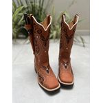 KIT BOTA TEXANA EM COURO BORDADO TRIBAL + BAINHA + FACA