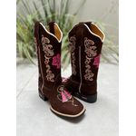 BOTA TEXANA EM COURO BORDADO FLORES + NOSSA SENHORA