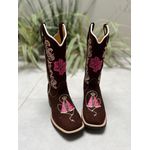 BOTA TEXANA EM COURO BORDADO FLORES + NOSSA SENHORA