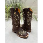 BOTA TEXANA EM COURO CAFE A LASER GLITTER DOURADO