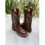 BOTA TEXANA EM COURO BORDADO TRIBAL VERDE E DOURADO CANO TRADICIONAL 