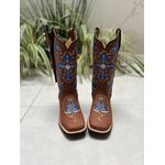 BOTA TEXANA EM COURO BORDADO NOSSA SENHORA E CRUZ AZUL + BAINHA + FACA