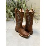 BOTA TEXANA EM COURO CARAMELO A LASER GLITTER DOURADO