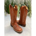 BOTA TEXANA ISABELA EM COURO HORSE TELHA BORDADA