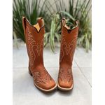 BOTA TEXANA ISABELA EM COURO HORSE TELHA BORDADA