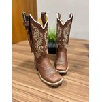 BOTA TEXANA EM COURO AMANDA BORDADO RAMOS + BAINHA + FACA