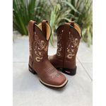 BOTA TEXANA LAIS EM COURO HORSE CAFÉ BORDADA CANO TRADICIONAL