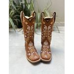 BOTA TEXANA EM COURO BORDADO FLORES