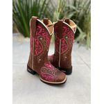 BOTA TEXANA EM COURO BORDADO TRIBAL ROSA E BRANCO CANO PEÃO