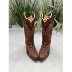 BOTA TEXANA EM COURO BORDADO TRIBAL PRETO E BRANCO BICO FINO