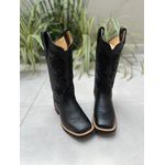 BOTA TEXANA EM COURO PRETO BORDADO RAMOS + NOSSA SENHORA