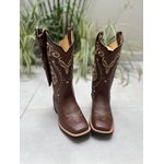 BOTA TEXANA EM COURO LATEGO MARROM BORDADO TRIBAL + BAINHA + FACA