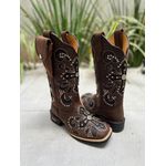 KIT BOTA TEXANA EM COURO A LASER CRUZ GLITTER PRETO + METAIS + BAINHA + CANIVETE