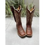 BOTA TEXANA EM COURO AMANDA BORDADO RAMOS + BAINHA + FACA + METAIS