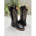 BOTA TEXANA EM COURO PRETO BORDADO TRIBAL + BAINHA + FACA