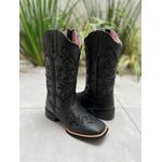 BOTA TEXANA EM COURO ALL BLACK A LASER GLITTER PRETO