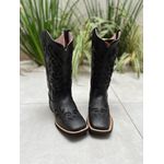 BOTA TEXANA EM COURO ALL BLACK A LASER GLITTER PRETO