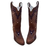 BOTA TEXANA EM COURO TRIBAL AZUL BICO FINO