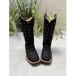 BOTA TEXANA EM COURO NOBUCK PRETO BORDADO RAMOS ALL BLACK + METAIS