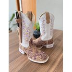 BOTA TEXANA EM COURO A LASER PINTURA CAVALO E BORDADO FLORES ROXO + BAINHA + FACA