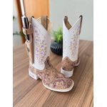 BOTA TEXANA EM COURO A LASER PINTURA CAVALO E BORDADO FLORES ROXO + BAINHA + FACA