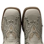 BOTA TEXANA EM COURO OFF WHITE BORDADO TRIBAL COM METAIS E STRASS