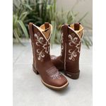 BOTA TEXANA EM COURO BORDADO CRUZ BRANCO E BEGE CANO TRADICIONAL 