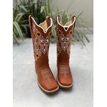 BOTA TEXANA EM COURO HORSE TELHA BORDADO GIRASSOL