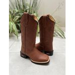 BOTA TEXANA EM COURO BORDADO RAMOS MARROM