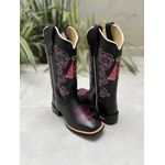 BOTA TEXANA EM COURO BORDADO FLORÃO + NOSSA SENHORA ROSA