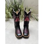 BOTA TEXANA EM COURO BORDADO FLORÃO + NOSSA SENHORA ROSA