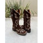 KIT TEXANA COURO MARROM BORDADO FLORES + BAINHA + FACA