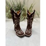 KIT TEXANA COURO MARROM BORDADO FLORES + BAINHA + FACA