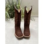 BOTA TEXANA EM COURO MARROM BORDADO RAMOS + NOSSA SENHORA SOLADO MARROM