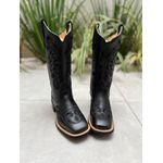 BOTA TEXANA EM COURO ALL BLACK BORDADO RAMOS 