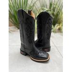 BOTA TEXANA EM COURO ALL BLACK BORDADO RAMOS 