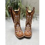 BOTA TEXANA EM COURO BORDADO FLORES + BAINHA + FACA
