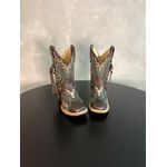 BOTA TEXANA EM COURO BORDADO TRIBAL COM CORDINHAS E TRICE CANO TRADICIONAL 