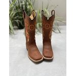 BOTA TEXANA EM COURO BORDADO FILTRO DOS SONHOS LARANJA