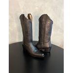 BOTA TEXANA EM COURO PRETO BORDADO ALL BLACK BICO FINO 