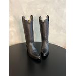 BOTA TEXANA EM COURO PRETO BORDADO ALL BLACK BICO FINO 