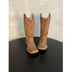 BOTA TEXANA EM COURO CARAMELO A LASER GLITTER DOURADO 