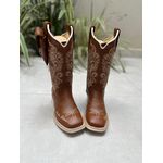 BOTA TEXANA AMANDA EM COURO BORDADO RAMOS BEGE + BAINHA + CANIVETE + NOME