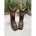 BOTA TEXANA EM COURO BORDADO CRUZ ROSA CLARO