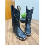 BOTA TEXANA EM COURO BORDADO TRIBAL COM METAIS STRASS SOLADO MADEIRA