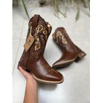 BOTA TEXANA EM COURO BORDADO TRIBAL COM TRICE CANO TRADICIONAL 